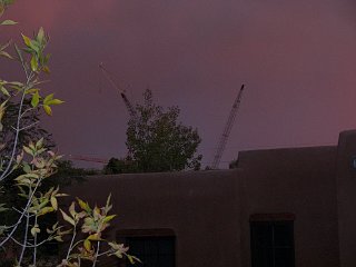Ominous sky over Santa Fe and a construction site