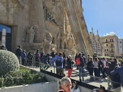 Western side of Sagrada Familia; Monica in foreground