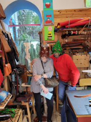We stopped at a leather artisan's shop