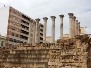 Partially-reconstructed Roman-era temple--right in the middle of a commercial district