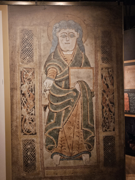 An image of a saint (Matthew, Mark, Luke, John) introduces each of the Gospels.