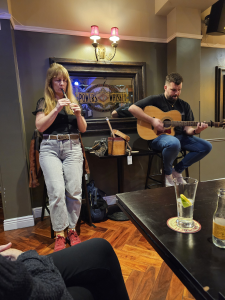 and ended at Flannagan's. The musicians were Brenda and Harry.