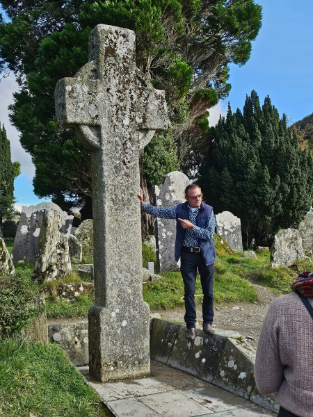 Our guide John talking about St. Kevin's Cross