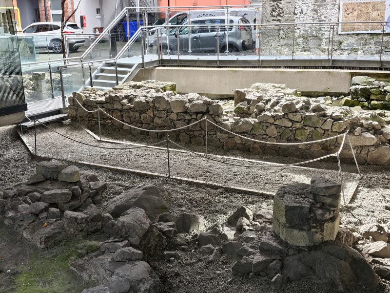 Hall of the Red Earl. Dates to aound 1291-1320.0. Oldest building excavated in Gallway.