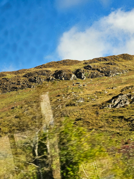 Connemara scenery as the bus rushes past