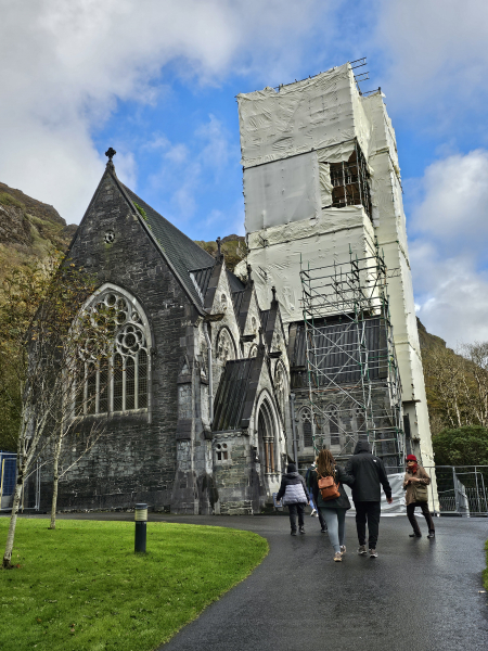Approaching the faux-Gothic church at Kylemore