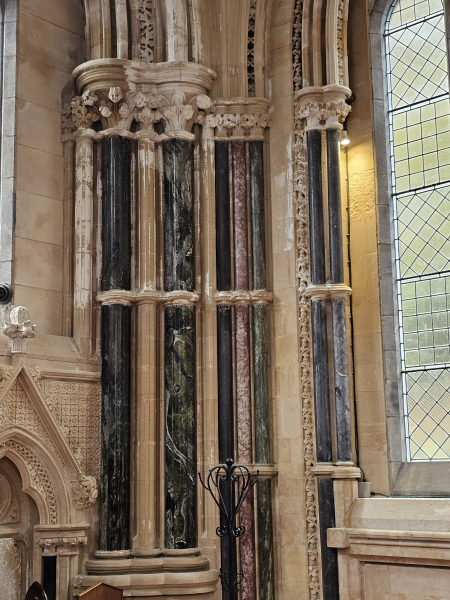Examples of the 4 types of marble found in Ireland. In Kylemore church