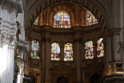 Stained glass near the top of the cathedral