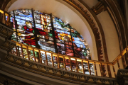 Stained glass inside Granada Cathedral