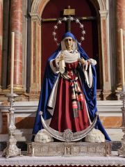 Statue of Mary in San Miguel. The cresent moon can symbolize different aspects.