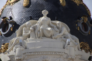 Sculpture way up on building