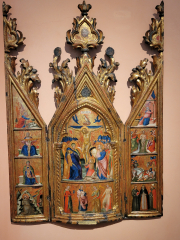 Portable Triptych with a central Crucifixion (Lorenzo Veneziano, ca 1370-1375) Blow this up for details