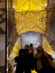 Ceiling, and us, reflected in a mirror