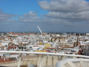 Looking at a bridge support over the Guadalquivir from the Mushroom observation point