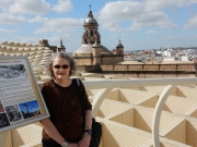 Patricia against the backdrop of Iglesia de la Anunciación