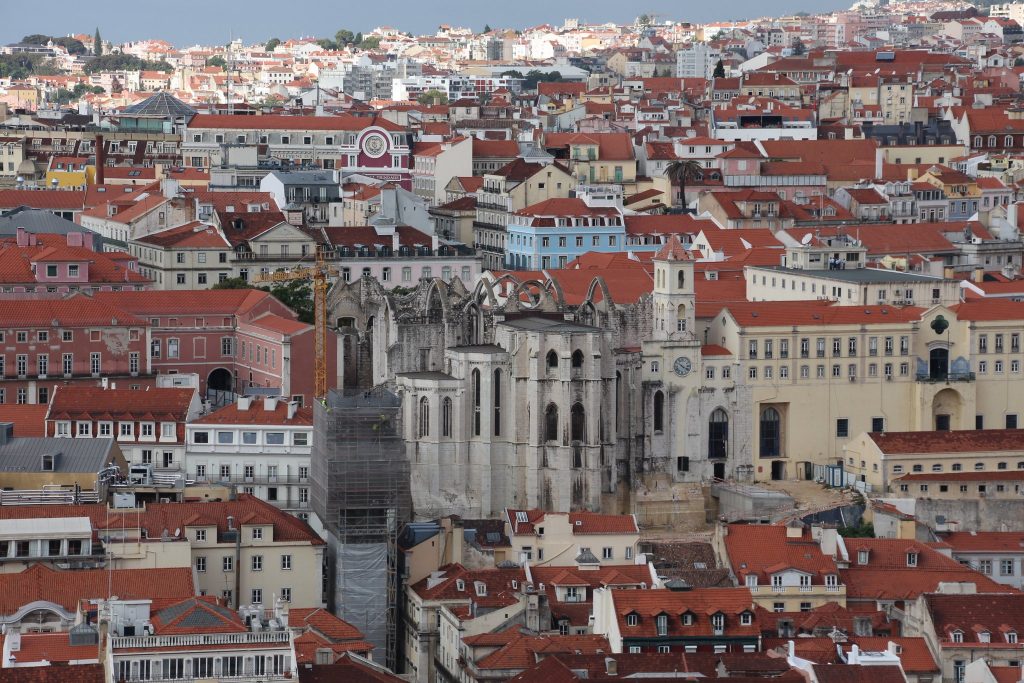 View of Lisbon centered on Convento de Carmo