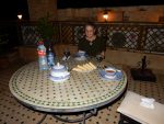 Up on the terrace, just after the harira soup was served. Harira is the Moroccan national soup.