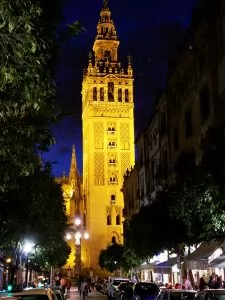 La Giralda against the darkening sky