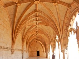 Vaulted ceiling of the cloister walk at Jerónimos Monastery