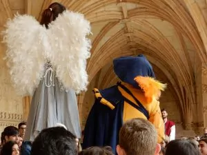 We watched a play at the monastery. The angel was not heavenly, but earthy.